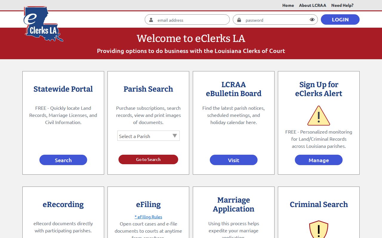 Jackson Parish case search eClerks LA public index portal