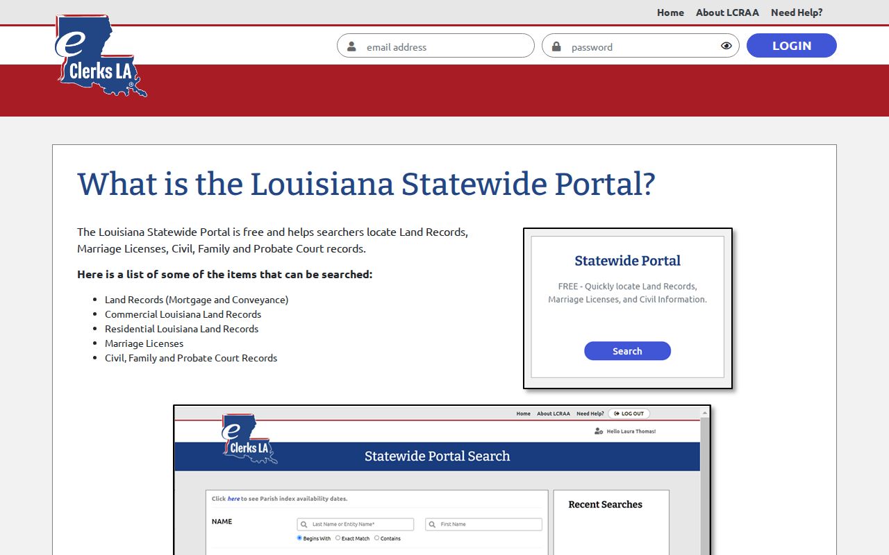 Jackson Parish case search eClerks LA statewide portal categories