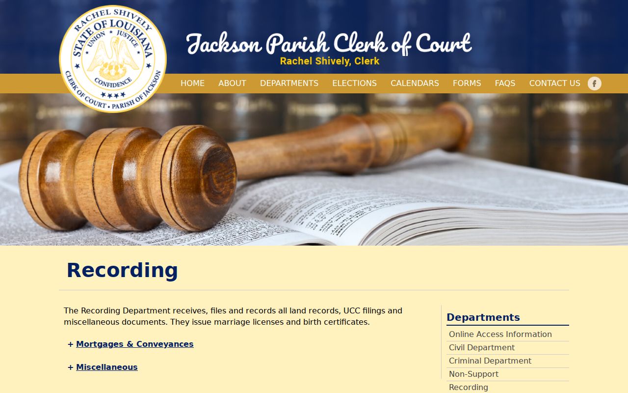 Jackson Parish civil docket recording and copy information
