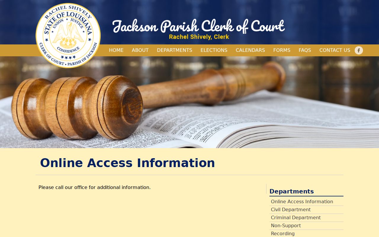 Jackson Parish court calendar Clerk online access information