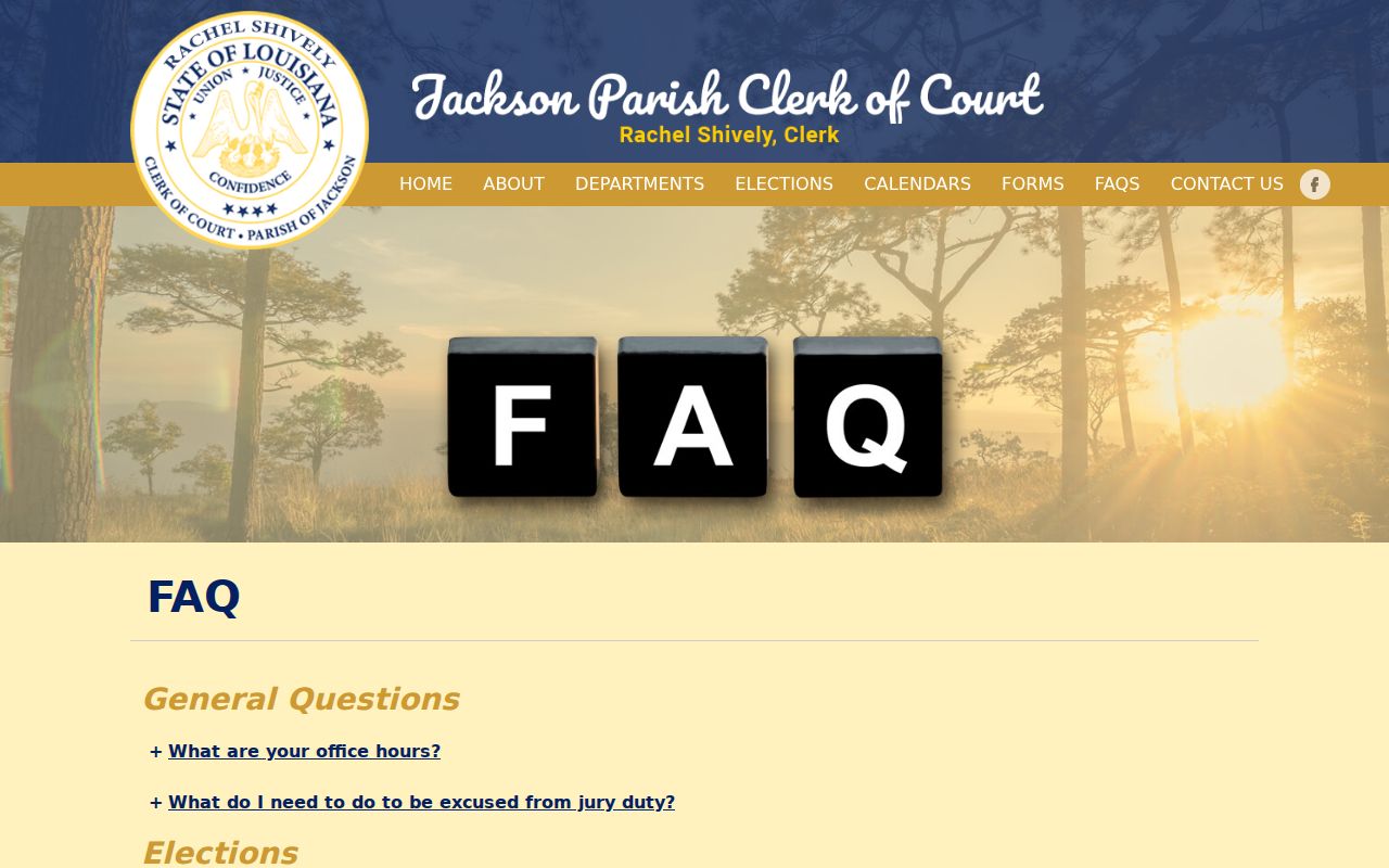 Jackson Parish court record search information from the Clerk FAQ