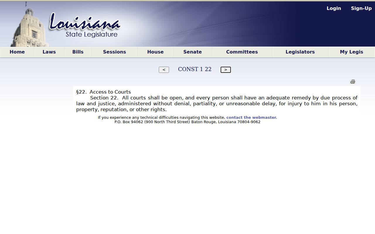 Jackson Parish court docket Louisiana open courts constitutional source