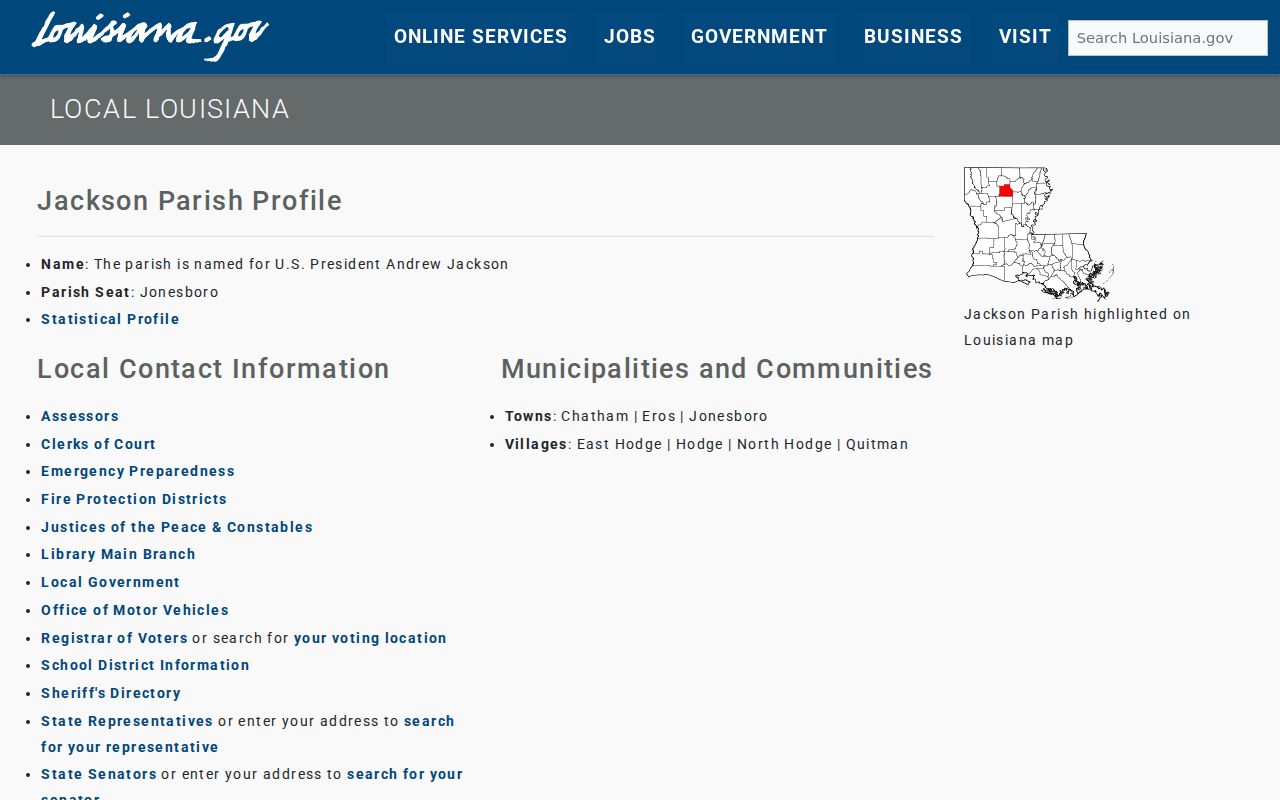 Jackson Parish court docket Louisiana parish profile source