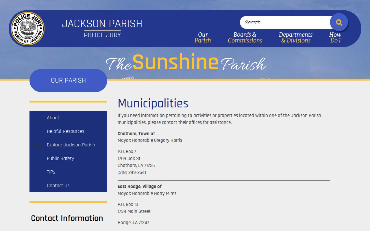Jonesboro court docket municipal contact listing in Jackson Parish